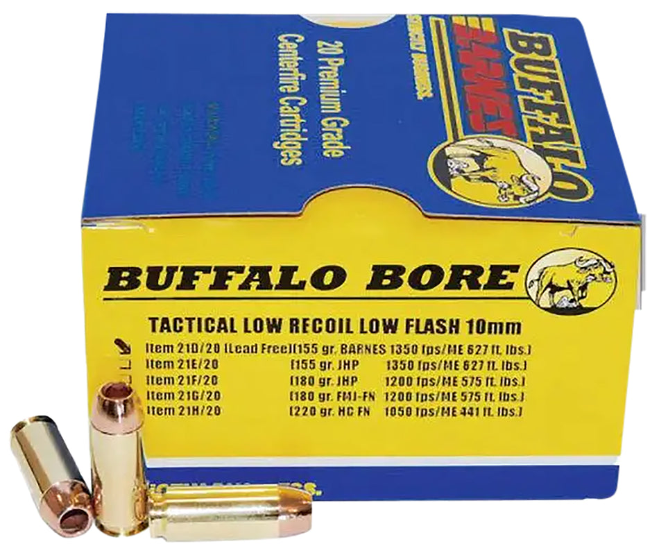 Buffalo Bore Ammunition 21D20 Buffalo-Barnes Strictly Business 10mm Auto 155 gr Barnes TAC-XP Lead Free 20 Per Box/ 12 Cs