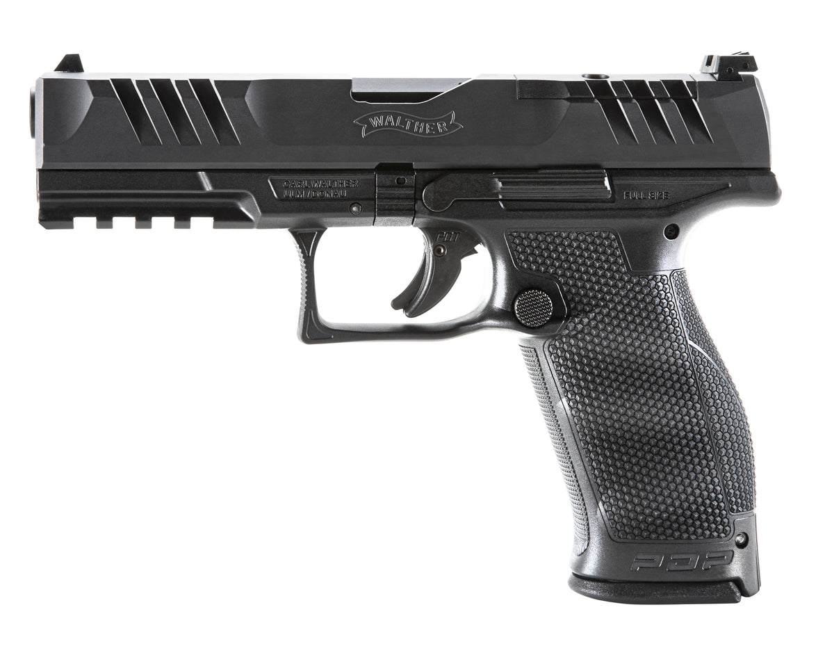 Walther Arms 2842475 PDP 9mm Luger 18+1 4.50" Black Polygonal Rifled Barrel, Black Optic Ready/Serrated Steel Slide, Black Polymer Frame w/Picatinny Rail, Ambidextrous