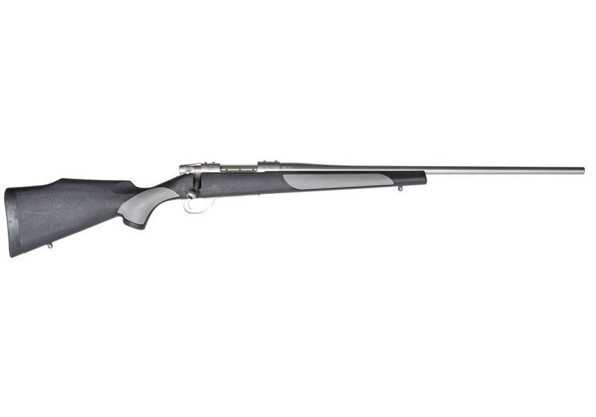 Weatherby Vanguard Weatherguard Full Size 270 Win 5+1 24" Satin Threaded Barrel, Satin Stainless Steel Drilled & Tapped Receiver, Black/Gray Weatherguard Stock