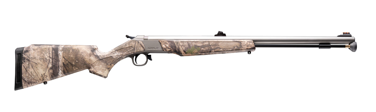 CVA PR2120S Wolf 50 Cal 24" Stainless Single Shot Barrel, Stainless Drilled & Tapped Stainless Steel Receiver, Adjustable Realtree APX Synthetic Stock