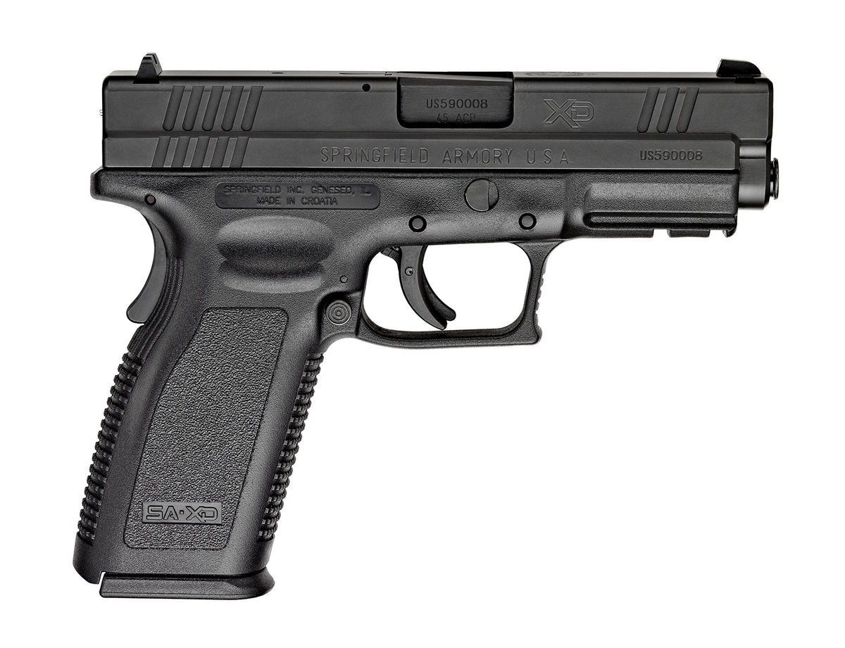 Springfield Armory XD9611 XD Service *CA Compliant 45 ACP 10+1, 4" Black Melonite Steel Barrel & Serrated Slide, Black Polymer Frame w/Picatinny Rail, Black Polymer Grip