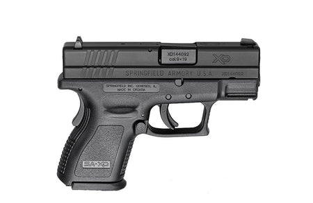 Springfield Armory XD9801 XD *CA Compliant Sub-Compact 9mm Luger 10+1, 3" Black Melonite Steel Barrel & Serrated Slide, Black Polymer Frame w/Picatinny Rail, Black Polymer Grip