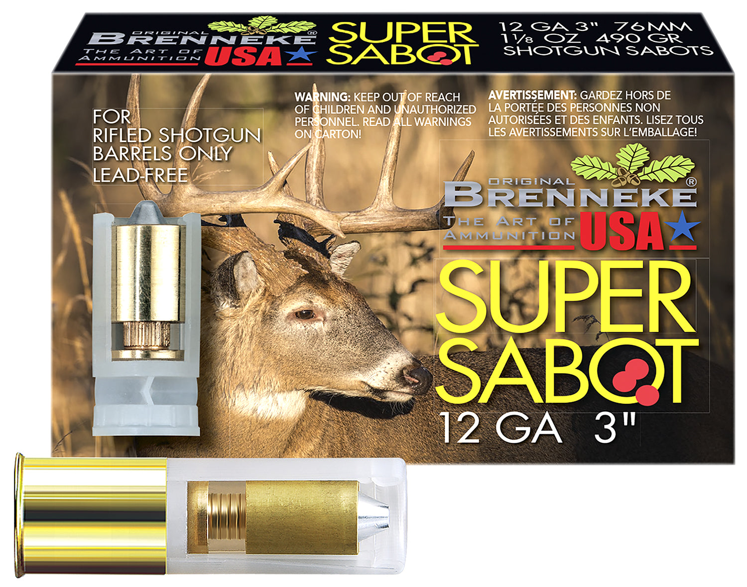 Brenneke 12 Gauge SL123SUS SuperSabot Hunting 3" 1-1/8oz Sabot Slug