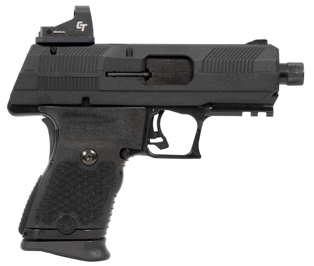 Hi-Point YC9RDCT YC9 w/Red Dot 9mm Luger 10+1 4.12" Black Steel Threaded Barrel, Black YC9 Styled/Serrated Slide, Black Polymer Frame w/Picatinny Rail, Black Plastic Grips, Crimson Trace Red Dot
