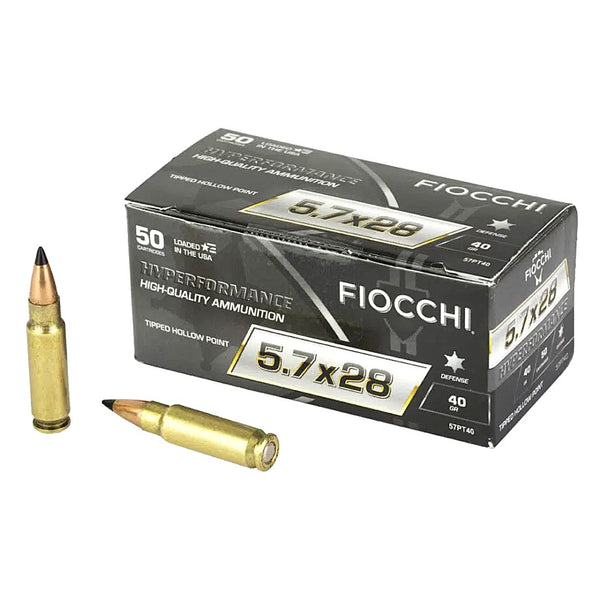 Fiocchi 5.7x28mm FN Hyperformance 40 grain Tipped Hollow Point ammunition