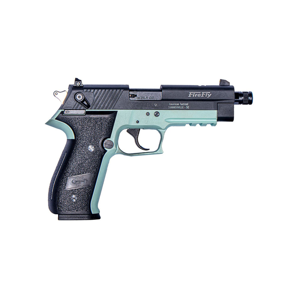 GSG GERG2213TFFMA FireFly 22 LR 13+1 4.90" Black Threaded Barrel, Aluminum Serrated Slide, Mint Aluminum Frame w/Picatinny Rail, Textured Grip